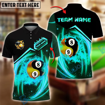 BlueJose Billiards 8&9 Ball Yin Yang Cosmic Battle Personalized Name Shirt (4 Colors)
