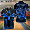 BlueJose Bowling And Pins Flaming Punisher Skull Customized Name, Team Name 3D Shirt (4 Colors)