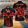BlueJose Bowling And Pins Flaming Punisher Skull Customized Name, Team Name 3D Shirt (4 Colors)