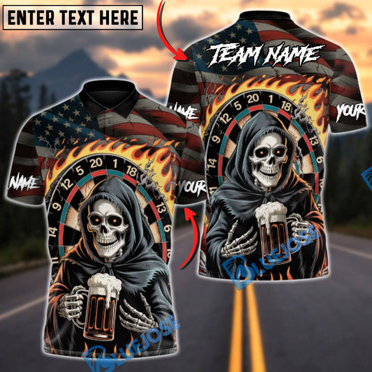 BlueJose Darts Beer & Bones Personalized Name Shirt