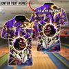 BlueJose Bowling And Pins Neon Beast Customized Name, Team Name 3D Shirt (4 Colors)