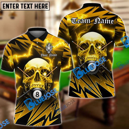 BlueJose Billiards Ball 8 Deadly Thunder Skull Personalized Name Shirt (6 Colors)