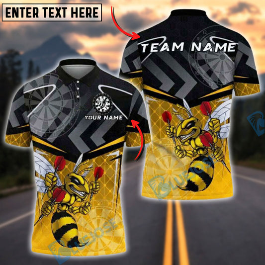 BlueJose Darts Angry Yellow Hornet Cartoon Personalized Name Shirt