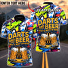BlueJose Darts Graffiti Beer & Bullseye Customized Name, Team Name 3D Shirt (4 Colors)