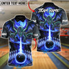 BlueJose Bowling And Pins Dragon Fire Customized Name, Team Name 3D Shirt (4 Colors)