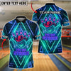 BlueJose Bowling Neon Cowboy Strike Customized Name, Team Name 3D Shirt (4 Colors)