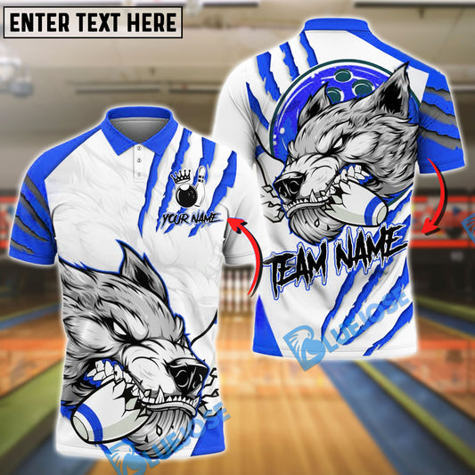 BlueJose Bowling Wolf Strike Power Customized Name, Team Name 3D Shirt (4 Colors)