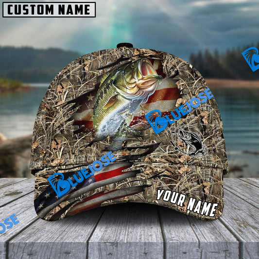 BlueJose Personalized Large Mouth Bass Premium Crack Camo Fishing Classic Cap