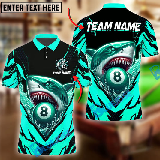 BlueJose Billiards Ball 8 Angry Shark  Personalized Name Shirt (4 Colors)