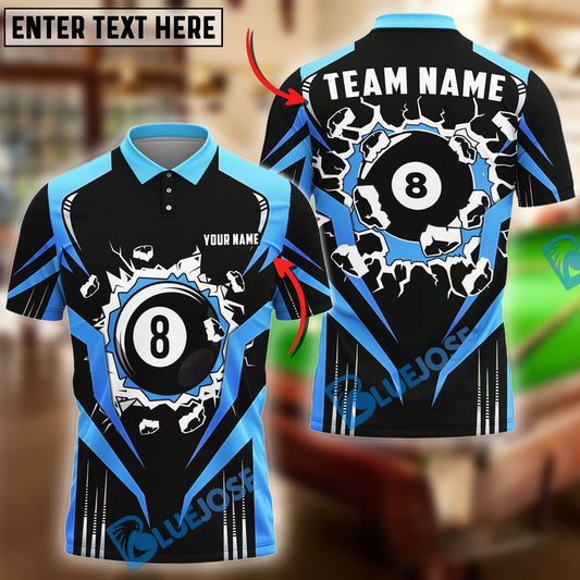 BlueJose Billiards Ball 8 Wall Break Personalized Name Shirt (4 Colors)