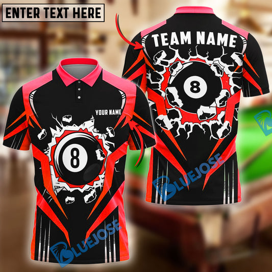 BlueJose Billiards Ball 8 Wall Break Personalized Name Shirt (4 Colors)