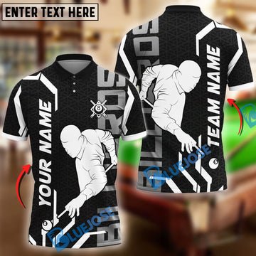BlueJose Billiards Player Black And White Personalized Name, Team Name Unisex Shirt