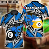 BlueJose Billiards Ball 8&9 Lightning Racing Personalized Name Shirt (4 Colors)