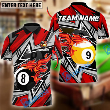 BlueJose Billiards Ball 8&9 Lightning Racing Personalized Name Shirt (4 Colors)