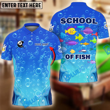 BlueJose Billiards Ball 8 School Of Fish Personalized Name, Team Name Unisex Shirt