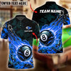 BlueJose Billiards Ball 8 Fireball Magic Personalized Name Shirt (4 Colors)