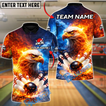 BlueJose Bowling Fire Frost Eagle Force Personalized Name, Team Name 3D Shirt