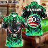 BlueJose Billiards Ball 8 Flaming American Flag Eagle Personalized Name Shirt (4 Colors)