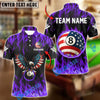 BlueJose Billiards Ball 8 Flaming American Flag Eagle Personalized Name Shirt (4 Colors)