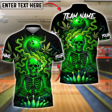 BlueJose Bowling And Pins Neon Skull CNB Customized Name, Team Name 3D Shirt (4 Colors)