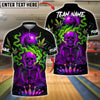 BlueJose Bowling And Pins Neon Skull CNB Customized Name, Team Name 3D Shirt (4 Colors)