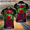 BlueJose Bowling And Pins Neon Skull CNB Customized Name, Team Name 3D Shirt (4 Colors)