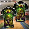BlueJose Bowling And Pins Neon Skull CNB Customized Name, Team Name 3D Shirt (4 Colors)