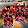 BlueJose Bowling And Pins Hellfire Strike Customized Name, Team Name 3D Shirt (4 Colors)