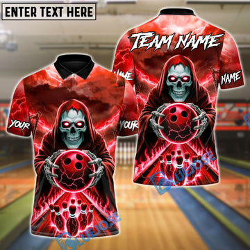 BlueJose Bowling And Pins Hellfire Strike Customized Name, Team Name 3D Shirt (4 Colors)