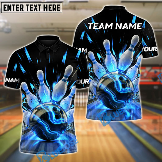 BlueJose Bowling And Pins Thunder Roll Customized Name, Team Name 3D Shirt (4 Colors)