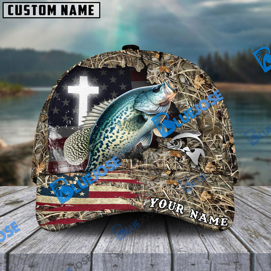 BlueJose Personalized Crappie Cross Camo Fishing Classic Cap