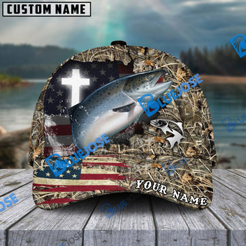 BlueJose Personalized Salmon Cross Camo Fishing Classic Cap