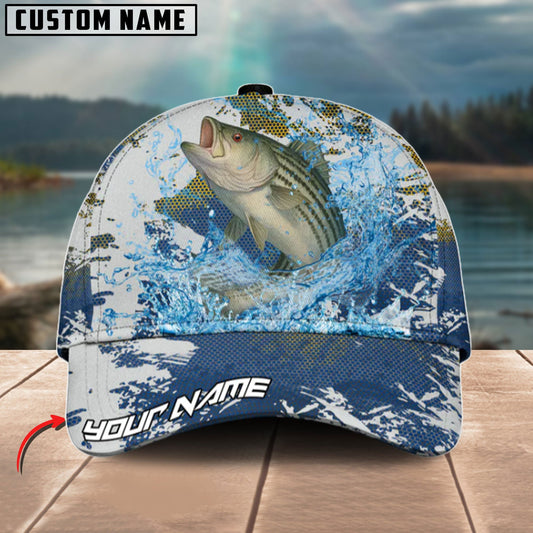 Bluejose Striped Bass Fishing Hooked On Victory Personalized Cap