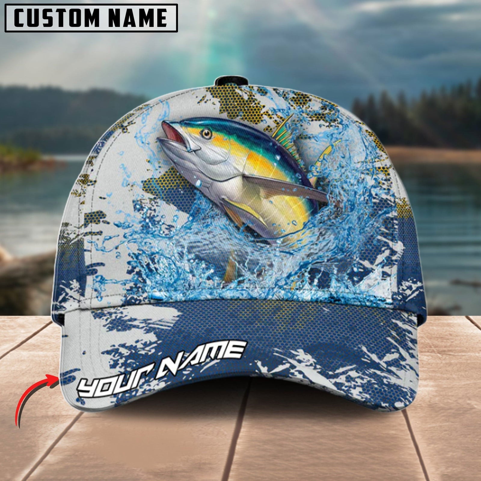 Bluejose Tuna Fishing Hooked On Victory Personalized Cap