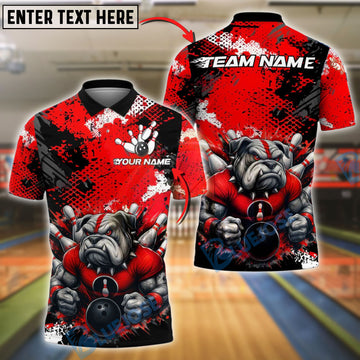 BlueJose Bowling Angry Bulldog Graffiti Customized Name, Team Name 3D Shirt (4 Colors)