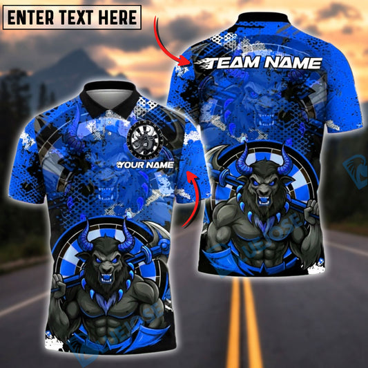 BlueJose Darts Fiery Demon Bull Customized Name, Team Name 3D Shirt (4 Colors)