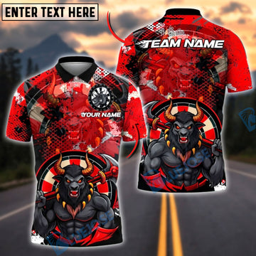 BlueJose Darts Fiery Demon Bull Customized Name, Team Name 3D Shirt (4 Colors)