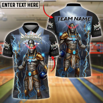 BlueJose Bowling Pharaoh Mummy Lightning Power Personalized Name, Team Name 3D Shirt