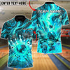 BlueJose Bowling & Pins Blazing Perfect Game Customized Name, Team Name 3D Shirt (4 Colors)