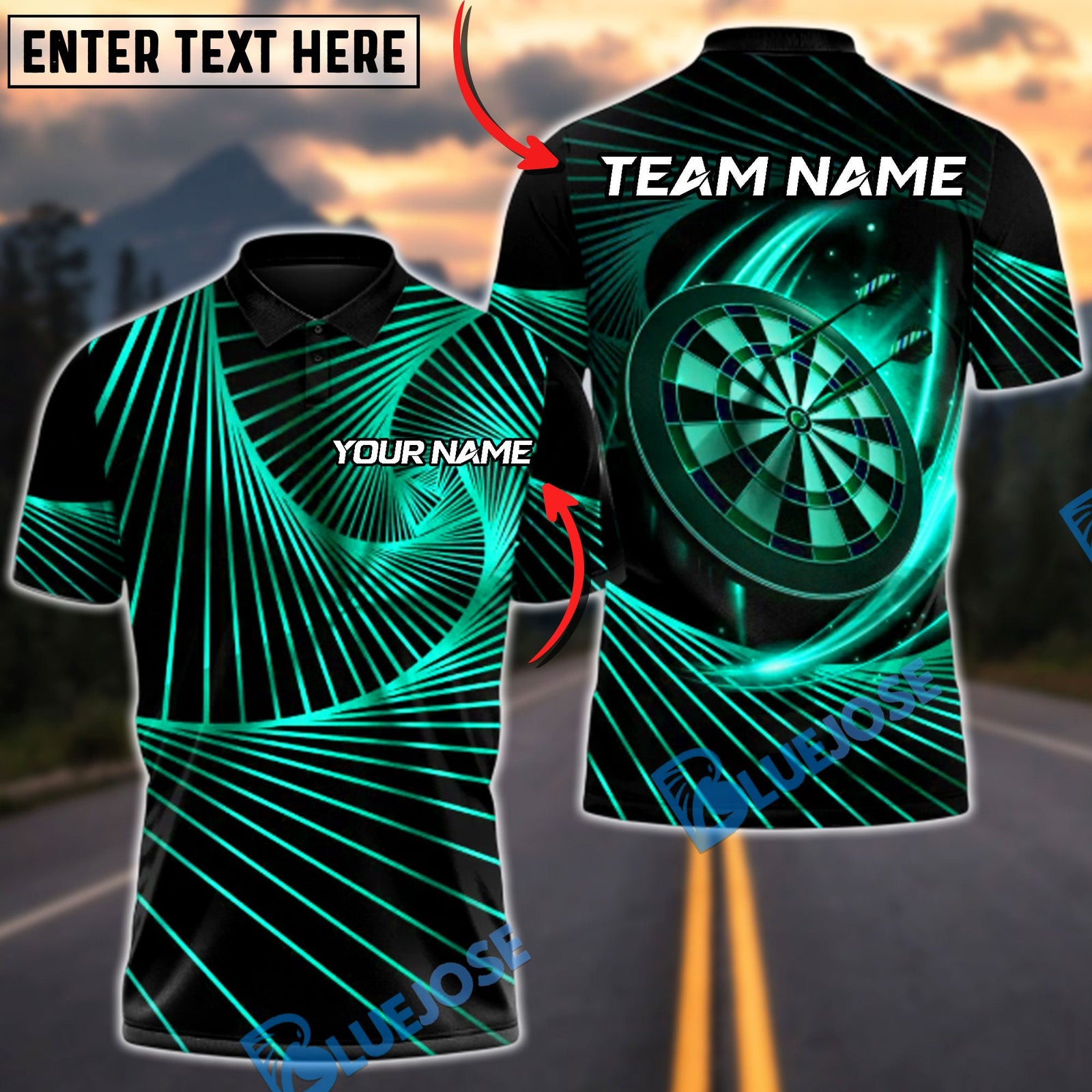 BlueJose Darts Pro Line Multicolor Options Personalized Name Shirt (6 Colors)