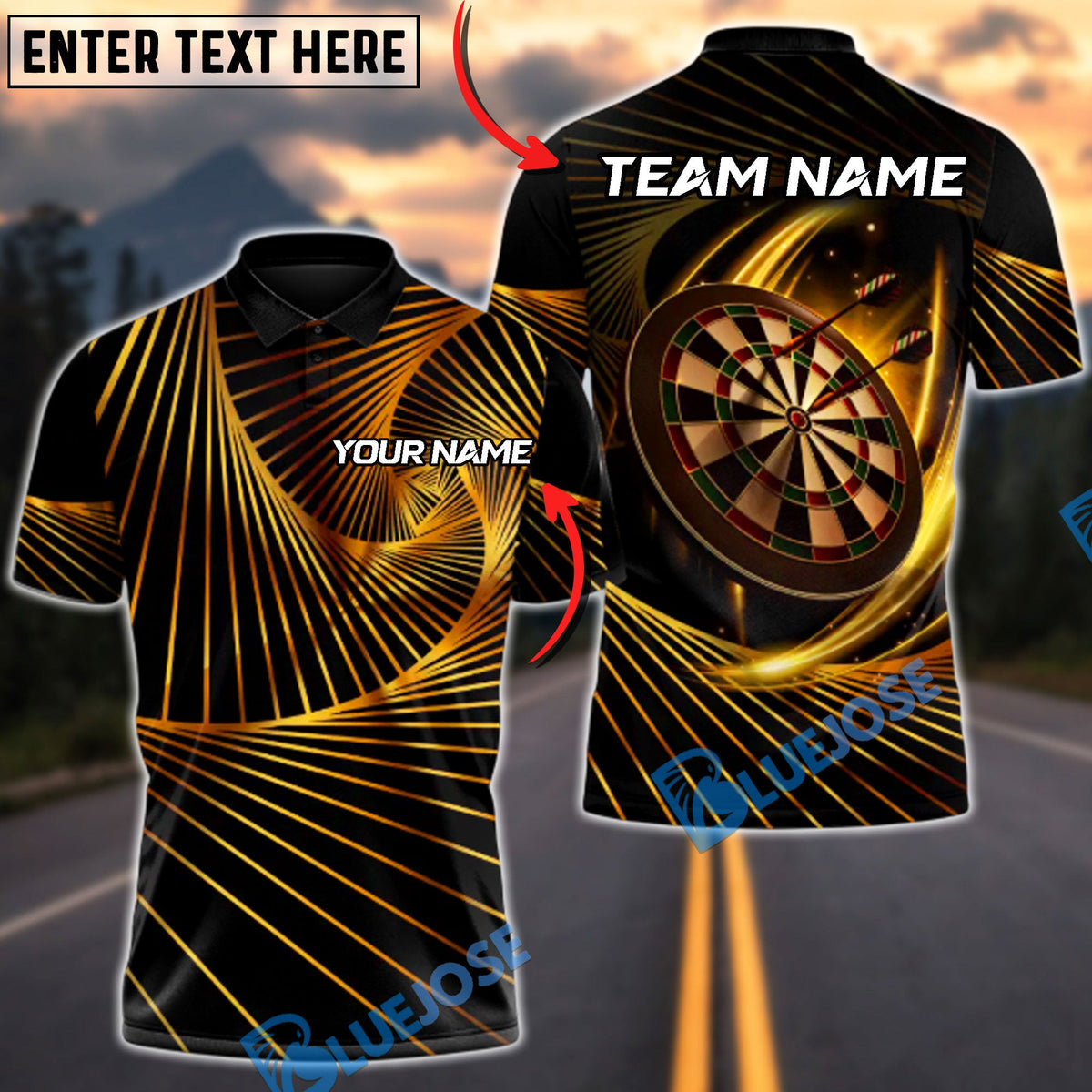 BlueJose Darts Pro Line Multicolor Options Personalized Name Shirt (6 Colors)