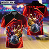 BlueJose Bowling And Pins Swirl Throw Customized Name, Team Name 3D Shirt (4 Colors)