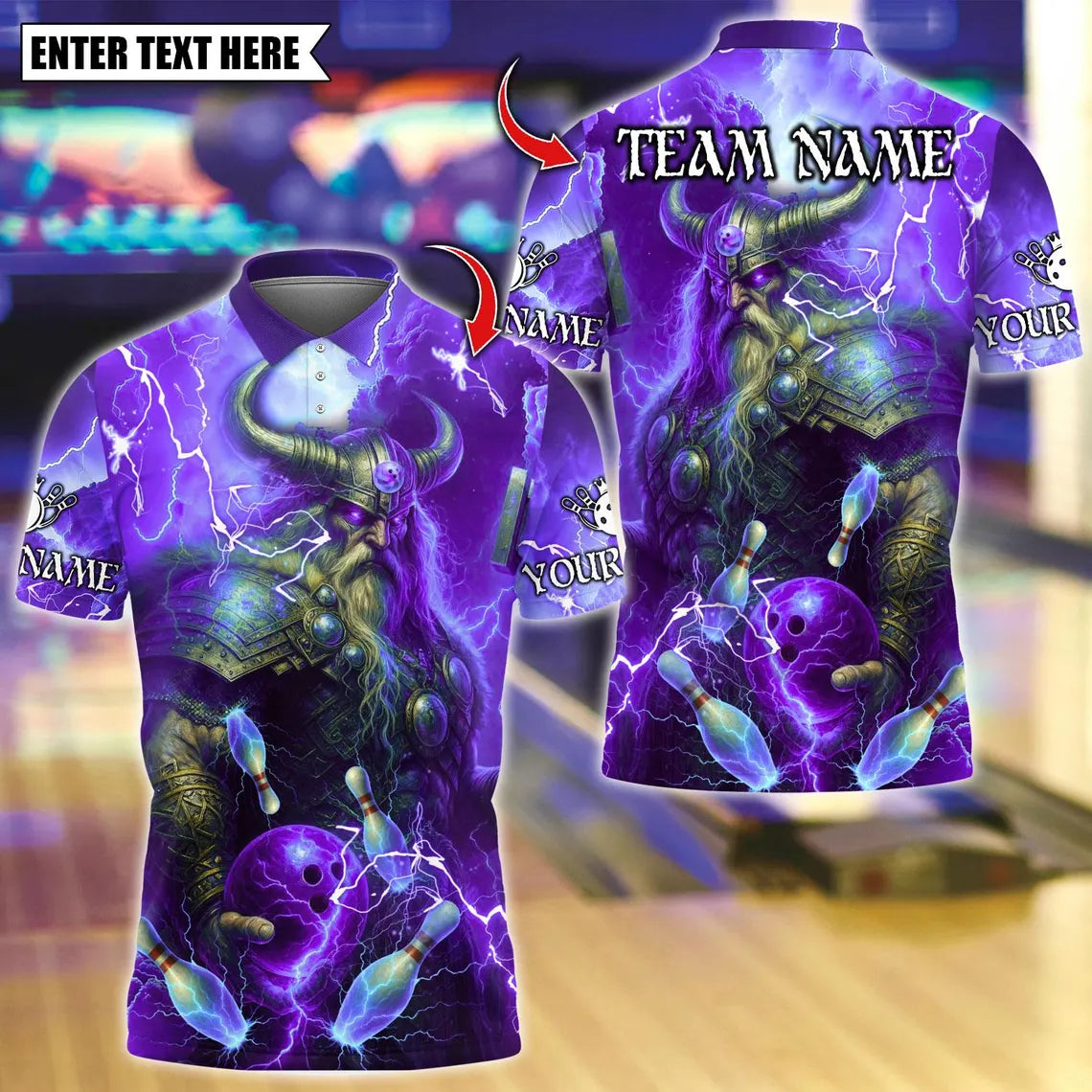BlueJose Bowling And Pins Thunder Norse Mythology Customized Name, Team Name 3D Shirt (4 Colors)