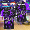BlueJose Bowling And Pins Water and Smoke Sport Design Customized Name, Team Name 3D Shirt (5 Colors)