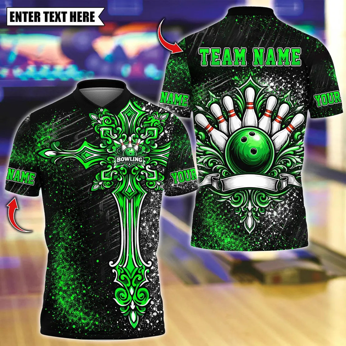 BlueJose Bowling And Pins Holy Cross Customized Name, Team Name 3D Shirt (4 Colors)