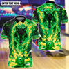 BlueJose Bowling And Pins Menacing Flaming Wolf Customized Name, Team Name 3D Shirt (4 Colors)