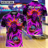 BlueJose Bowling And Pins Skull Liberty Design Customized Name, Team Name 3D Shirt (4 Colors)