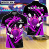 BlueJose Bowling And Pins Flame Strike Swirl Down Customized Name, Team Name 3D Shirt (4 Colors)