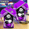 BlueJose Bowling And Pins Angry Panda On Ball Customized Name, Team Name 3D Shirt (4 Colors)