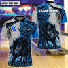 BlueJose Bowling And Pins Flame Wolf Dark Scratch Customized Name, Team Name 3D Shirt (4 Colors)